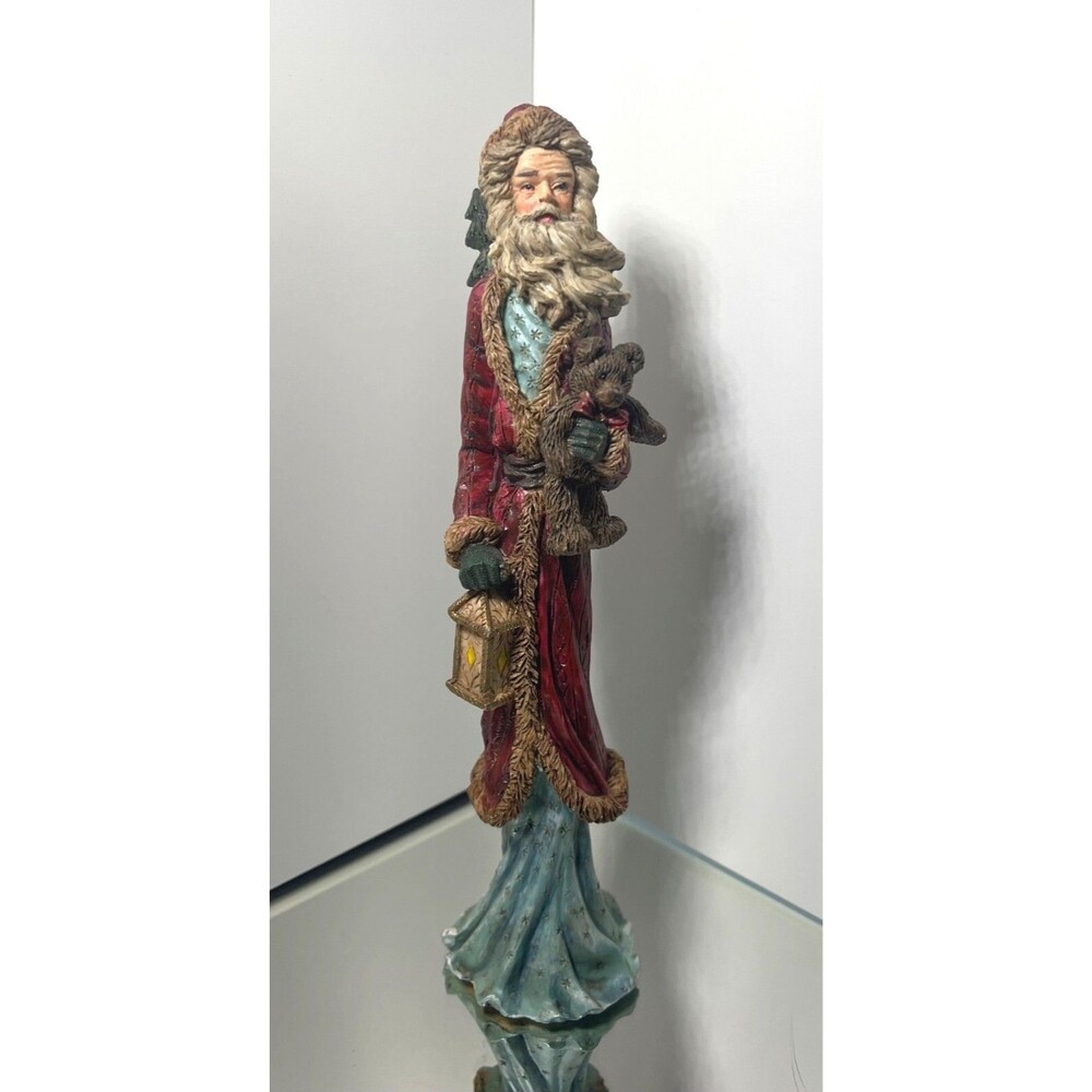 Vintage Santa Claus Figurine With Teddy Bears & Lantern